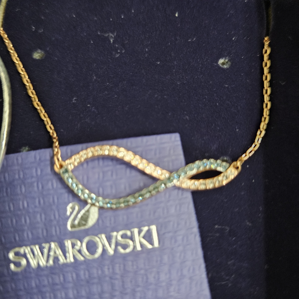 Swarovski Gold and Blue Infinity Necklace